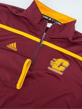 Adidas Central Michigan Chippewas 1/4 Zip Climalite Pullover Jacket Maroon Men L
